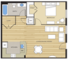 1 Bed1 Bath 705sf a Floor Plan 1 Bed1 Bath 705sf a Floor Plan at Clayborne Apartments, Alexandria, VA